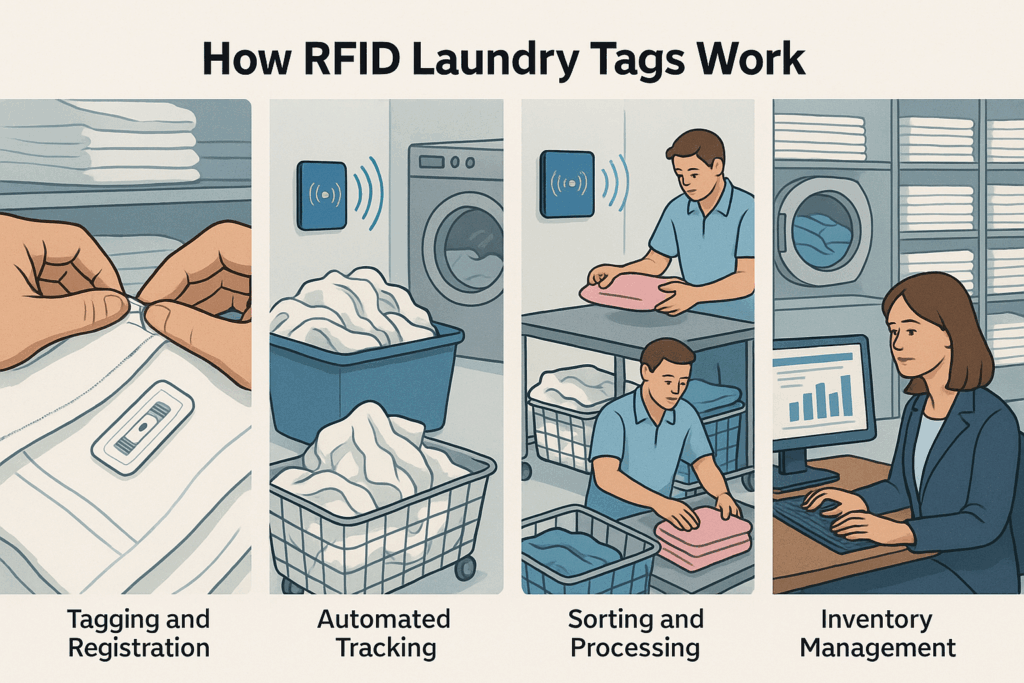Etiquettes RFID pour blanchisseries industrielles 2 Étiquettes RFID pour le linge